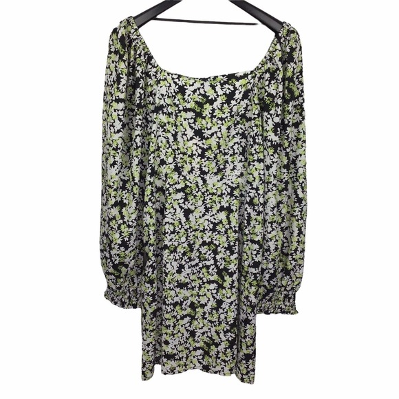 Vero Moda Chaddie Multi Floral Boho Long Sleeve Ruched Minidress Dress Womens XL - Picture 6 of 8